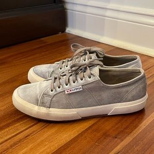 Superga Light Grey Velvet Sneakers